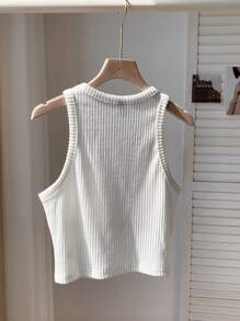 Comfortcana Maiou cu camisole din tricot cu nervuri uni pentru femei, potrivit pentru purtarea de zi cu zi