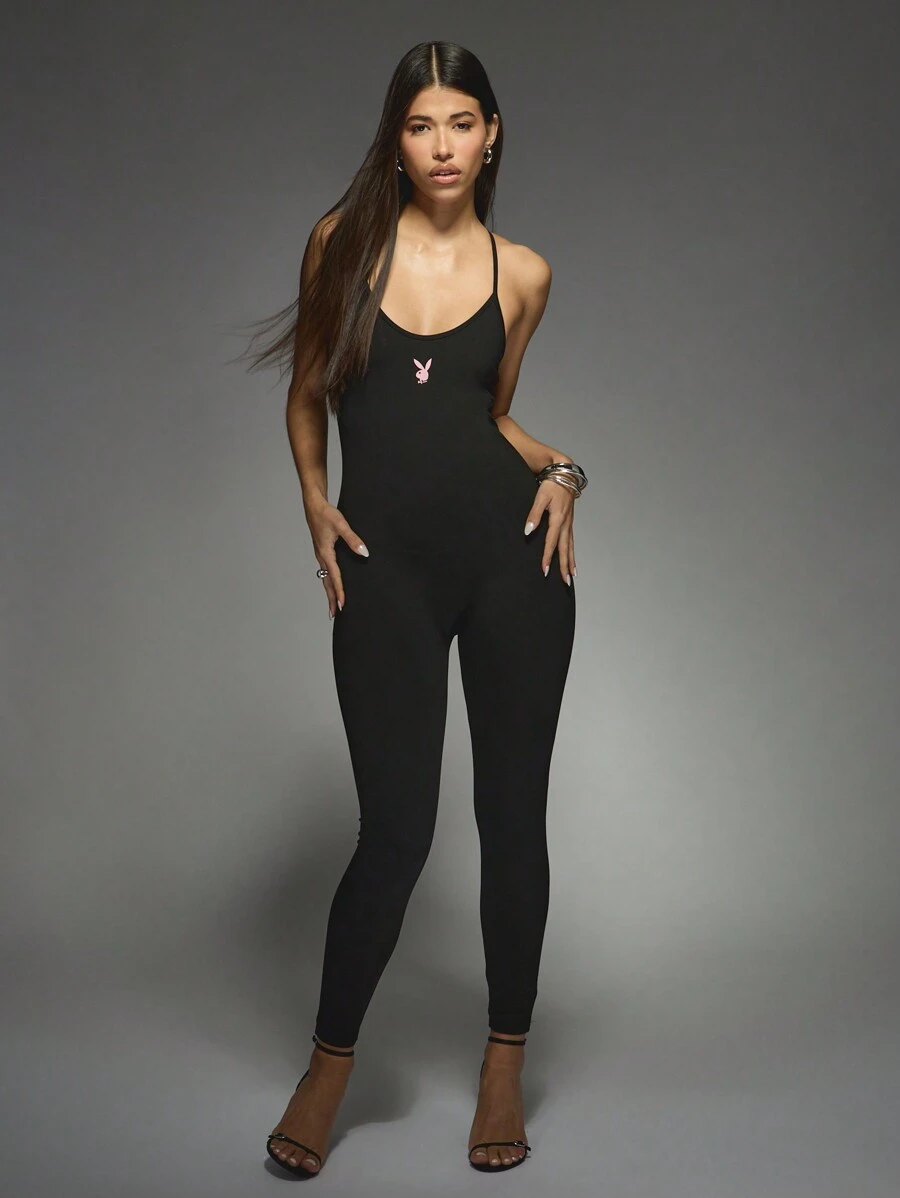 MISSGUIDED Missguided x Playboy Bunny Logo Criss Cross Back Spaghetti