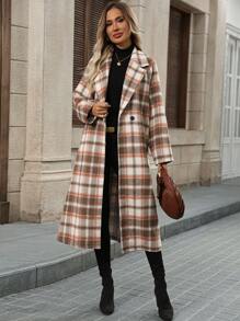 EMERY ROSE 女士休闲格子长款外套秋冬季女士外套中长款大衣女 - 彩色 - 查看 4