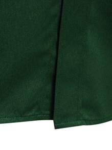 Calvornis Camisa de manga larga con botones delanteros de unicolor y bolsillo, minimalista (sin posición), camisa de hombre color verde oscuro, camisa de botones verde oscuro, otoño - Verde Oscuro - Ver 5