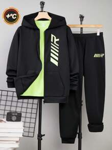 SHEIN Leap Crew Teen Boy 3 chiếc siêu rẻ Teen Boys Quần áo Teen Boy Áo phông quá khổ Áo phông bé trai Áo sơ mi cơ bản Áo khoác cardigan thể thao khóa kéo mùa thu/đông Áo nỉ họa tiết Quần nỉ Áo phông 3 chiếc Homecoming, Renaissance, Trang phục mùa thu, Quần áo Teen Boy, Sân bay, Tiệc cocktail, Mùa thu/đông - Nhiều màu - Xem 2