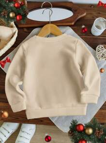 Sweatshirt col ras-du-cou à manches longues, imprimé Père Noël, casual, pour bébé garçon. Automne/Hiver