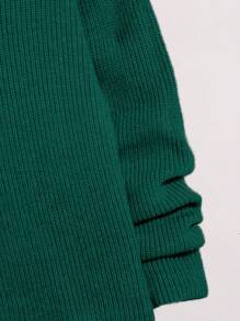 SHEIN Tween Boy Floral Jacquard Rib Knit Basic Mock Neck Sweater