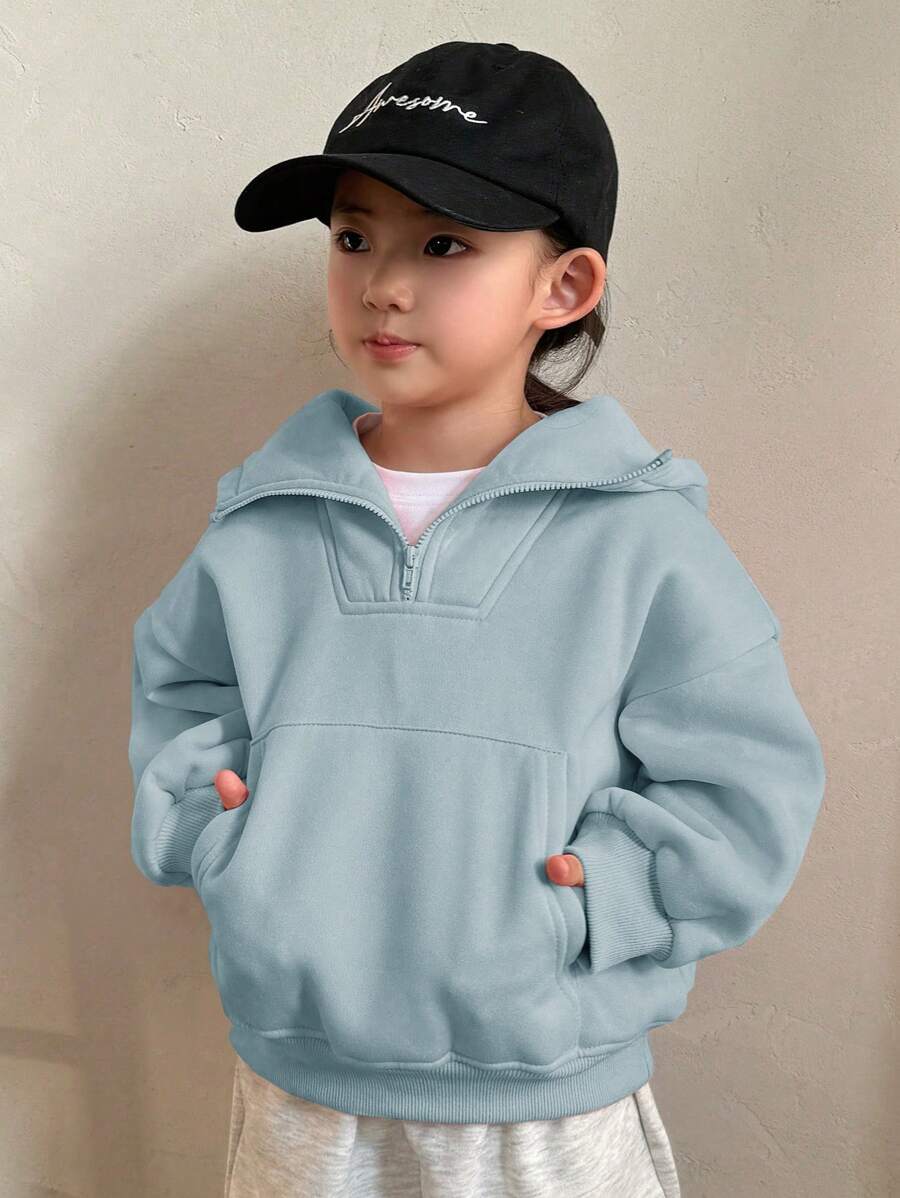 Dazy Kids 女童纯色卫衣,女童秋季服装卫衣 - 藍色 - 查看 1