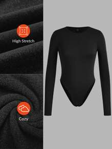 SHEIN EZwear Bộ 3 món/Bộ đồ liền thân cổ tròn màu trơn đơn giản cỡ lớn, mùa thu/đông - Nhiều màu - Xem 13