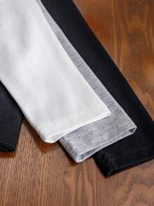 SHEIN Genkimix Kids 3 件套年轻男孩休闲街头装舒适立领长袖 T 恤，3 种颜色，适合学校、户外活动、运动、秋冬季