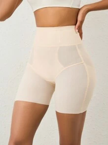 Women Solid Color High Waist Minimalist Shapewear Bottom - Apricot - View 4