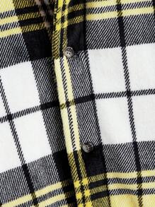 Manfinity VCAY Men's Woven Casual Fashionable Young Plaid Patchwork Loose Long Sleeve Hooded Zip-Up Jacket