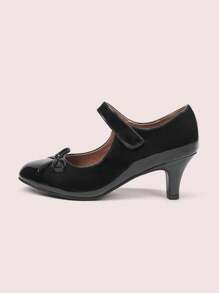 CUCCOO DOLLMOD Sepatu Hak Tinggi Wanita Berhiaskan Pita Mengkilap, Modis untuk Suasana Liburan Natal dan Tahun Baru, Musim Gugur dan Musim Dingin - Hitam - View 2