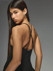 Missguided x Playboy 兔子标志紧身连体衣全长连体裤服装露背弹力紧身衣派对俱乐部晚礼服交叉背部设计合身紧身衣