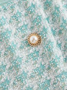 SHEIN MOD Váy mini đan nhiều màu cổ điển dành cho nữ, trang phục thường ngày mùa thu, váy mini màu đen - Màu xanh bạc hà - Xem 4