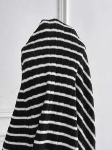 SHEIN LUNE 女士加大码百搭休闲条纹喇叭裤，感恩节新年日常穿着，女士热销 - 黑與白 - 查看 7