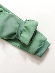 SHEIN 2pcs Young Girl Apricot Color Casual Sports Set Sweatshirt Outfit, Spring And Autumn