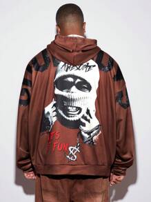 Manfinity VCAY Áo nỉ dệt kim dài tay in chữ dáng rộng cỡ lớn dành cho nam, mặc đi chơi dạo phố, áo hoodie họa tiết nhiều màu sắc, dành tặng bạn bè, chồng, bạn trai, cho mùa thu đông - Nhiều màu - Xem 4