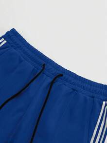 Manfinity EMRG 男士抽绳腰侧条纹宽松阔腿休闲裤 - 藍色 - 查看 4