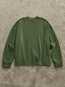 Manfinity VCAY Men's Knitted Fashion Everyday Casual Loose Long Sleeve T-Shirt, For Christmas - Green - View 2