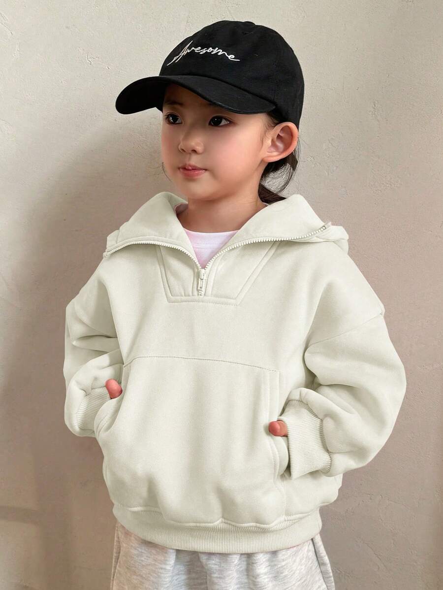 Dazy Kids Young Girl Solid Color Pullover Fall Sweatshirt - White - View 1