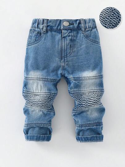 男婴时尚休闲拼布直筒洗水舒适牛仔裤