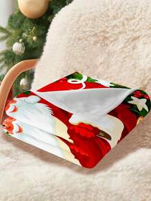 圣诞图案印花法兰绒毯子-1件 - 彩色 - 查看 6