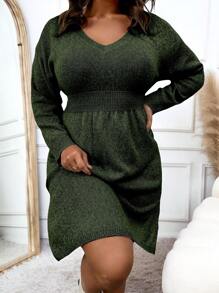 Calvaya 大碼落肩毛衣裙