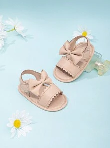 婴幼儿踝带蝴蝶装饰钩环扣凉鞋，杏色 - 杏色 - 查看 1