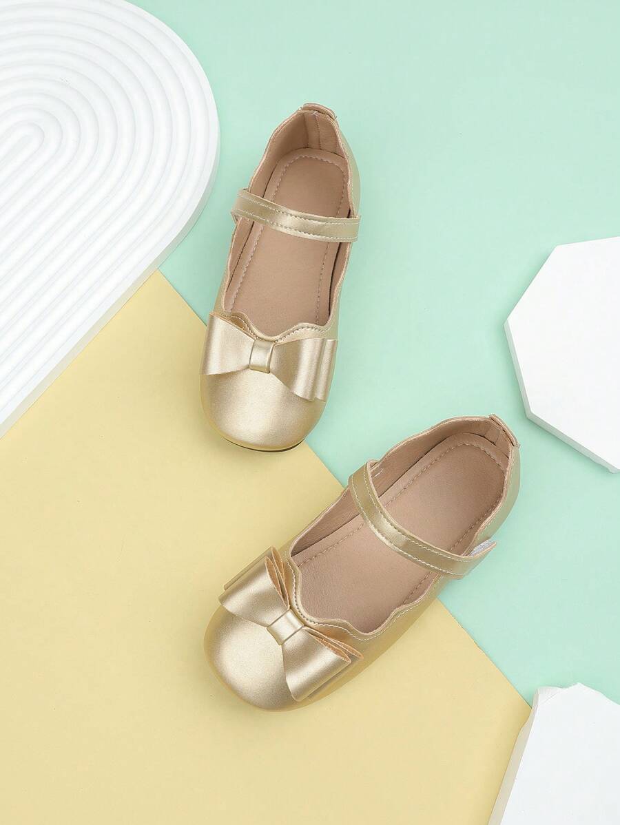 Sandalias con lazos plateados, suela suave antideslizante y cómoda para princesas - Dorado - Ver 1