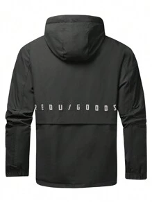 Manfinity Sport Corelite 男友风男式冬季字母印花连帽拉链滑雪夹克 - 黑色 - 查看 2