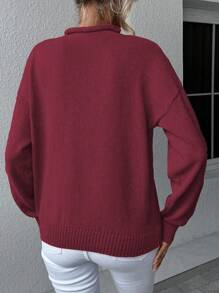 Chiquease Jersey de cuello alto de unicolor, manga larga, informal y combinable