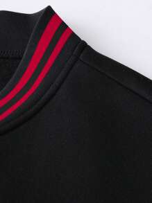 Manfinity LEGND Men's Long Sleeve Casual Contrast Color Letter Print Baseball Jacket, For Autumn, For Fall - Multicolor - View 3