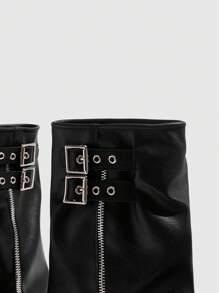 CUCCOO GRLICON 女士踝靴，Y2K风格、朋克风格、机车风格、酷女孩风格，适合万圣节、圣诞节、派对等场合 - 黑色 - 查看 5