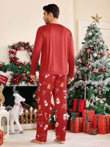 CoupledUp Christmas Santa Claus & Gingerbread Man & Snowman Couple Matching Pajama Sets For Men - Multicolor - View 3