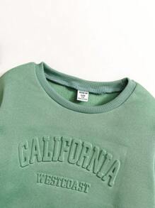 SHEIN 2pcs Young Girl Apricot Color Casual Sports Set Sweatshirt Outfit, Spring And Autumn