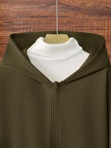 Flirla Áo nỉ khóa kéo cỡ lớn (Không bao gồm áo nỉ), Mùa đông - xanh quân đội - Xem 3