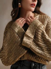Anewsta Suéter tejido con efecto degradado de plata para otoño e invierno - Multicolor - Ver 3