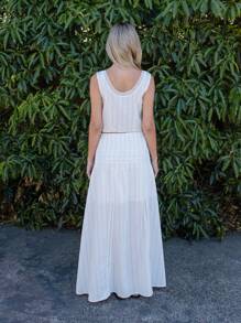 Aralina 草原风格蕾丝边编织长裙 - 白色 - 查看 2