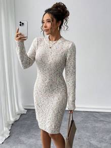 Chiquease Abito maglione con maniche lunghe, a girocollo, con blocchi di colore, in fibra mista, da donna - Multicolore - Visualizzare 3
