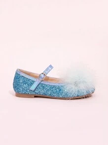 1 Đôi giày bệt trang trí lấp lánh đa năng cho bé gái, phù hợp với mọi mùa - Màu xanh lam - Xem 5