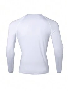 Manfinity Sport Corelite Plus Size Men's Letter Print Round Neck Raglan Long Sleeve Sports T-Shirt - White - View 5