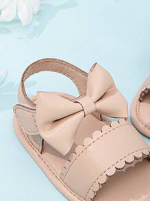 婴幼儿踝带蝴蝶装饰钩环扣凉鞋，杏色 - 杏色 - 查看 4