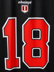 SHEIN Teenage Boys' Active Numeric Print Short Sleeve T-Shirt - Black - View 6