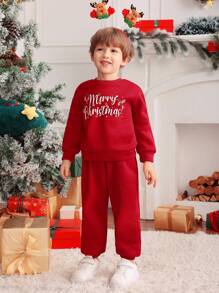 2 Pieces Set Young Boy Casual College Comfortable Warm Thick Loose Shoulder Round Neck Long Sleeve Casual Slogan Graphic Sweatshirt And Pants Set Suitable For Commuting To School Everyday Casual