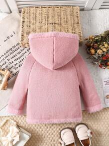 Babymeisje Warm Fleece Capuchon Cardigan Sweater Jas, Ontworpen Voor Praktische Warmte In Herfst/Winter. Het Thermisch Gevoerde Ontwerp Biedt Warmte En Koude Bescherming.