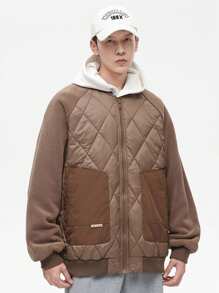 Gym Rark Jaket Kasual Pria Model Boyfriend Style dengan Lengan Panjang Raglan Warna Kontras, Resleting Depan, Kerah Baseball, dan Bantalan. - Aprikot - View 5