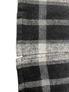 Plus Women's Checkered Button Up Shirt Coat - Black and White - View 4