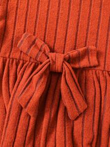 SHEIN 2pcs/Set Young Girl & Young Girl Textured Ribbed Bow Decor Ruffle Hem T-Shirt, Suitable For Casual Daily Wear - Multicolor - View 4