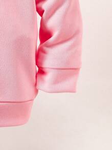 Baby Girls' Christmas Pink Christmas Tree Top & Leopard Print Body Casual Round Neck Long Sleeve Sweatshirt, Spring/Autumn - Pink - View 3