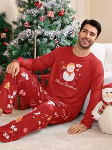 CoupledUp Christmas Santa Claus & Gingerbread Man & Snowman Couple Matching Pajama Sets For Men - Multicolor - View 2