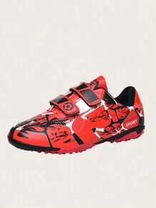 Kids' Football Shoes With TF Ground Studs & AG Long Studs, Suitable For Artificial & Natural Grass, Hook And Loop Design, Unisex - Red - View 3