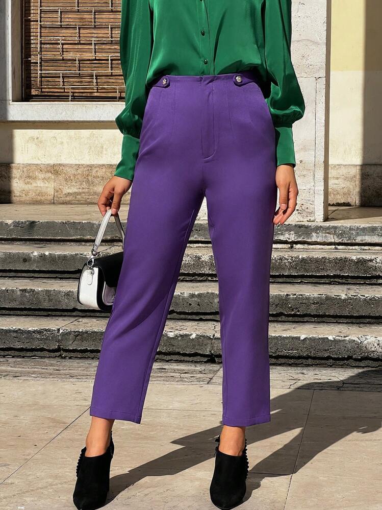dark purple dress pants women's Women's Ultra-Stretch Ponte Super Wide Leg Pants in Dark Orchid Purple, Size Small, Rayon by Quince