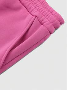Manfinity Hypemode Men's Casual Letter Heart Creative Star Pattern Pink Hooded Sweatshirt And Pants Set ,Men Tracksuit ,Fall And Winter Men Clothes